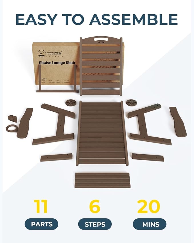 Ciokea Outdoor Chaise Lounge Chair Set of 2, Patio Lounge Chairs