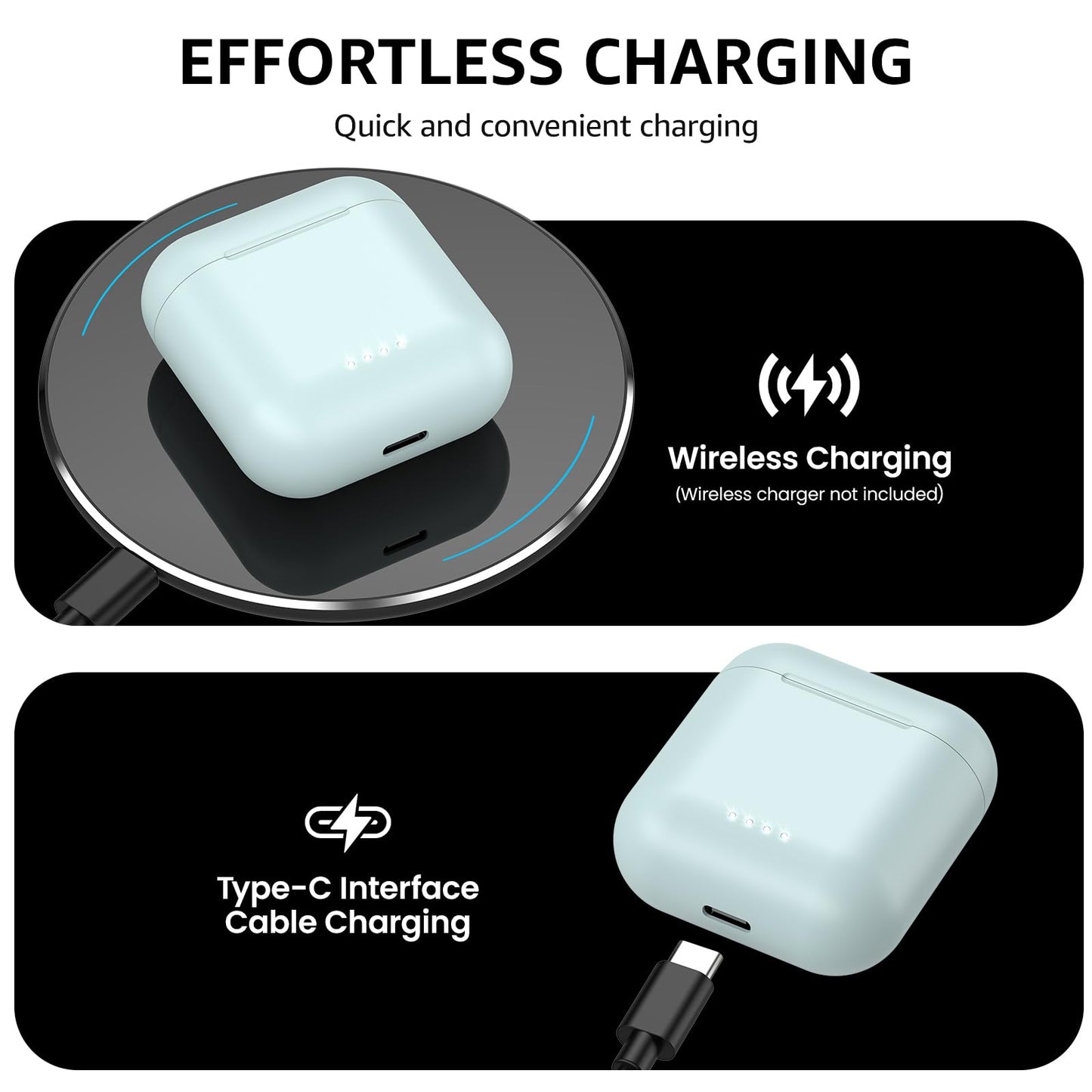 TOZO T6 Wireless Earbuds, IPX8 Waterproof Ear Buds, Stereo Bass Sound Bluetooth 5.3 Headphones in Ear, 50 Hours Playtime Earphones, Wireless Charging Case, Custom 32 EQ via APP