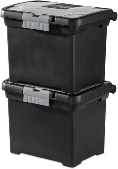 Sterilite Portable Lockable File Box Organizer with Handle and Clear Lid (8 Pack)