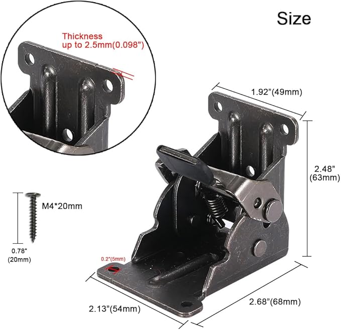 4 Pack Folding Brackets for Table Bed Leg Feet, Self-Lock Hinge Hardware