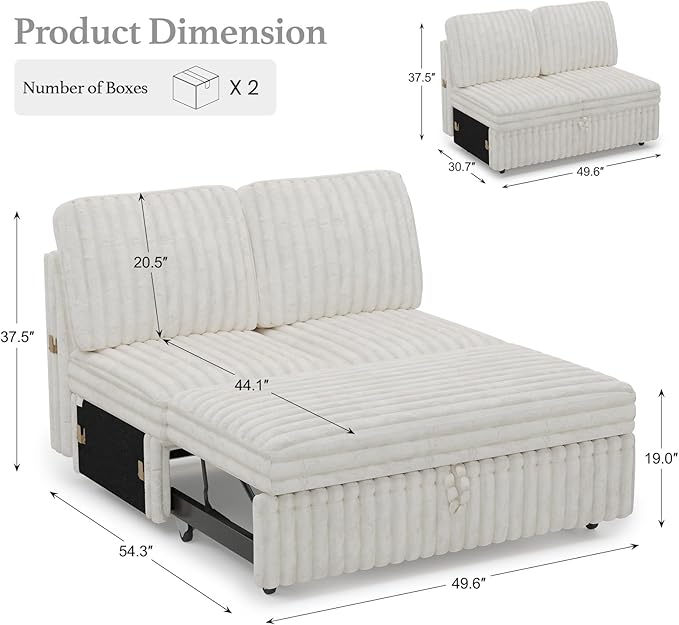 Belffin Corduroy Sleeper Sofa
