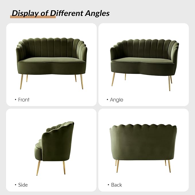HULALA HOME Modern Velvet Loveseat Sofa