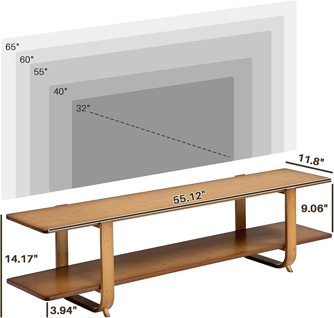 HollyHOME Bamboo TV Stand with Storage