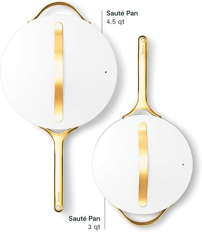 Caraway 8in + 10in Fry + 12in Fry Set (no lids) + 3Qt+ 4.5Qt Saute Duo White