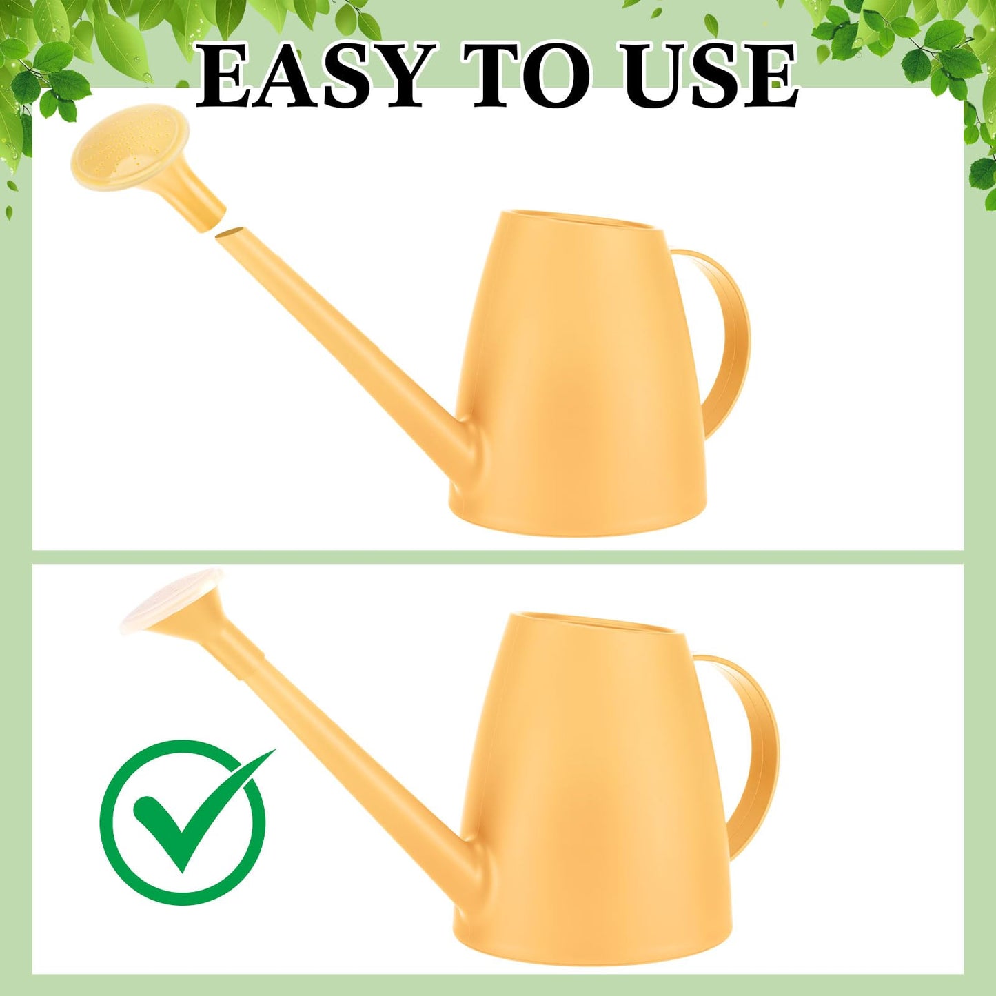 Reallnaive 1/2 Gallon Long Spout Watering Can Set for Indoor & Outdoor Plants – Includes Spray Bottle, Squeeze Bottle, Watering Globes & Soil Moisture Meter for Garden & House Plants(Yellow)