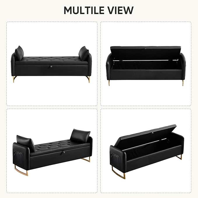 65" End of Bed Storage Bench, Modern Storage Benches