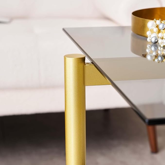 LumFurn Glass End Table, Mid-Century Modern Design Sofa Table,