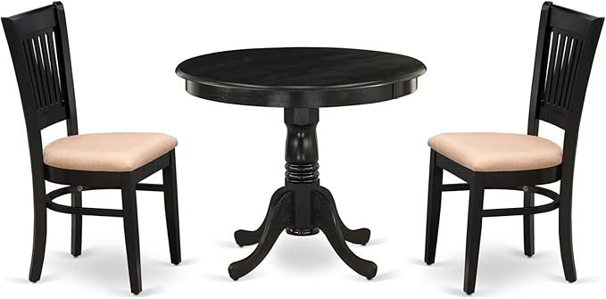 East West Furniture ANVA3-BLK-C 3 Piece Modern Dining Table Set Contains a