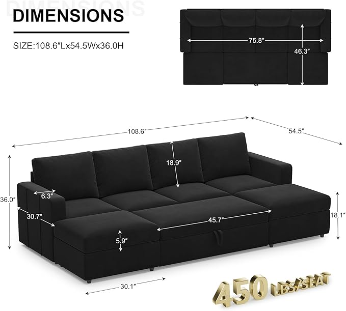 Belffin Modular Sectional Sleeper Sofa Bed