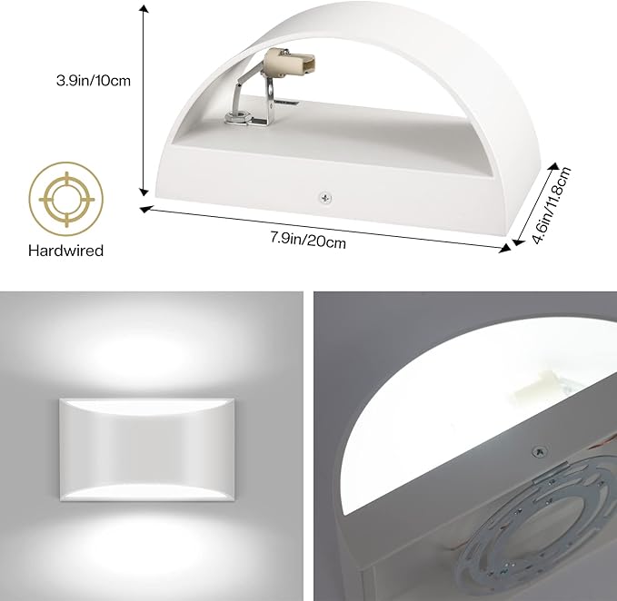 8 Pack White LED Wall Sconces Light Hardwired Wall Sconces Indoor Up and Down Wall Sconce Cool White 6000K(with G9 Bulbs)