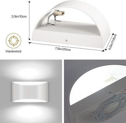8 Pack White LED Wall Sconces Light Hardwired Wall Sconces Indoor Up and Down Wall Sconce Cool White 6000K(with G9 Bulbs)