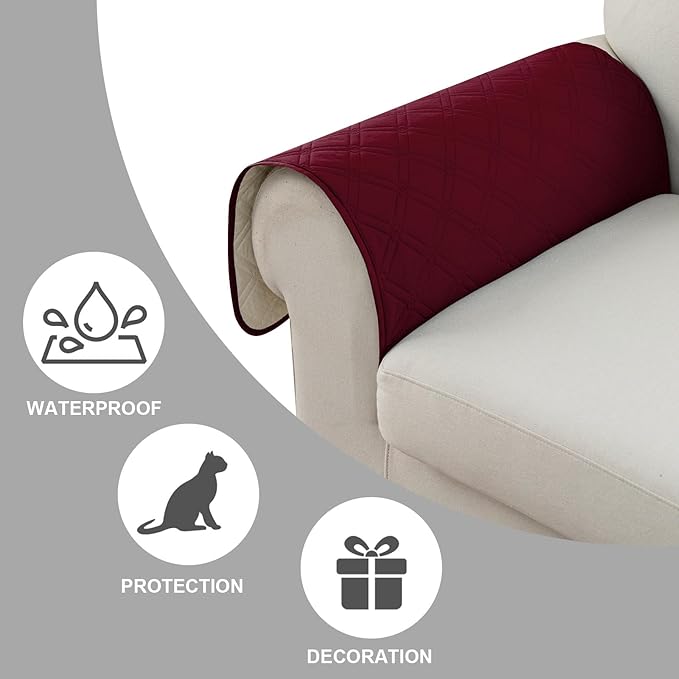 Genina Sofa Armrest Cover, Anti-Slip Armchair Slipcovers