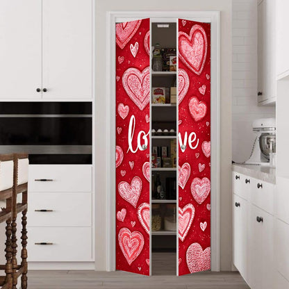 WDESYADMS Valentine’s Day Door Sticker 30.3x78.7 Inch PVC Self Adhesive Red Heart and Love Design Peel and Stick Decorative Door Decal for Bedroom Living Room Entryway Romantic Decor