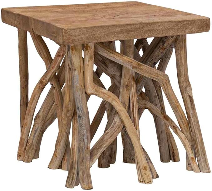 Coffee Table Brown Mixed Recycled Wood Small Rustic Living Room Table Durable