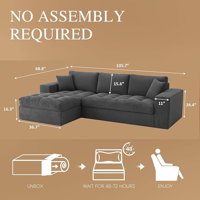 105" Convertible Sectional Couch