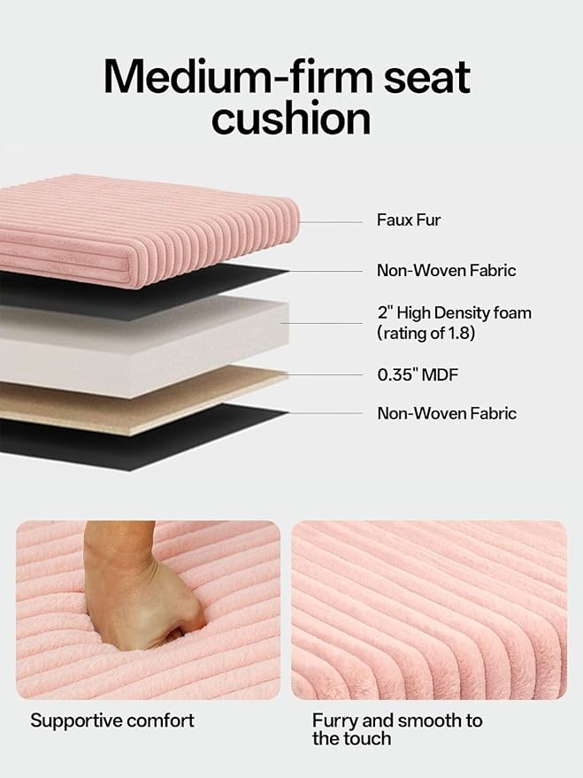 ABHENG 17.7 inches Faux Fur Ottomans Cube
