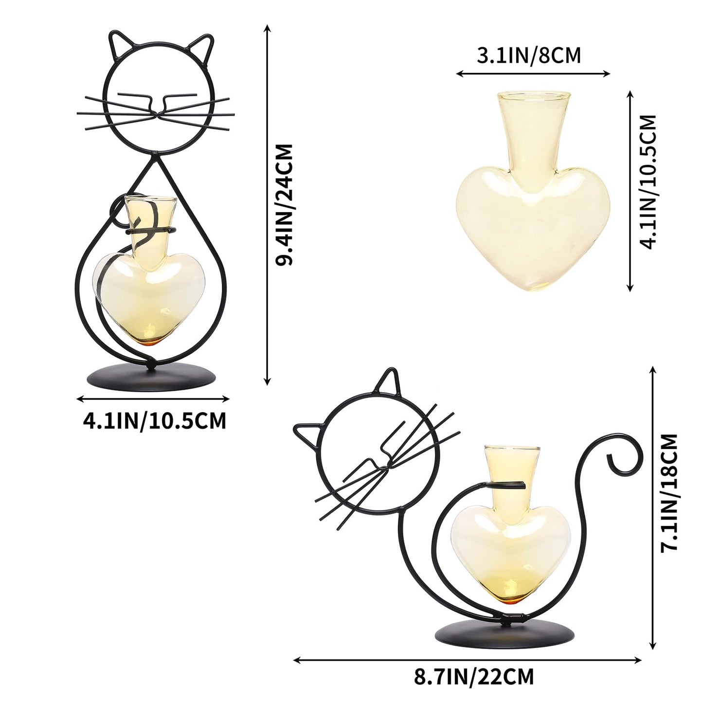 Plant Terrarium Plants Propagation Station Cat Lover Gifts for Women Home Office Decor Cat Desk Accessories