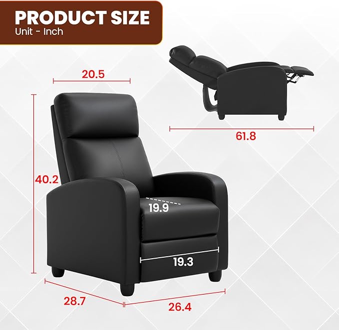 FDW Recliner Chair for Living Room Home Theater Seating Single Reclining Sofa