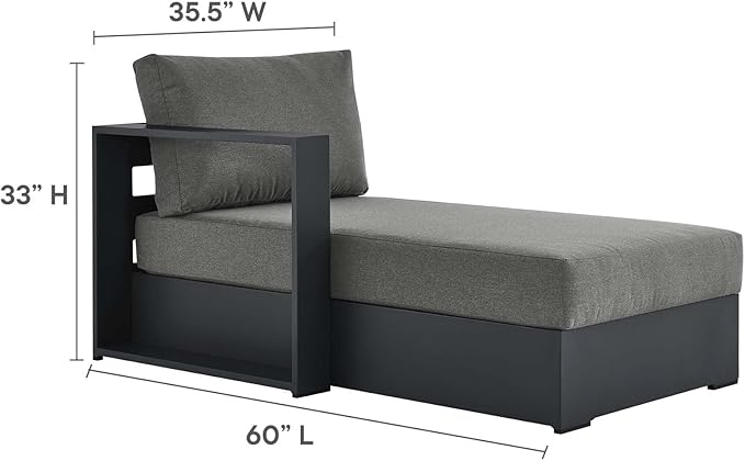 Modway Tahoe Aluminum Outdoor Chaise Lounge in Gray Charcoal