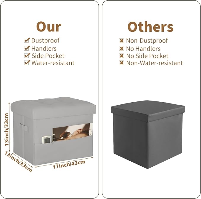 BelugaHelper Folding Storage Ottoman. Foot Rest Stool