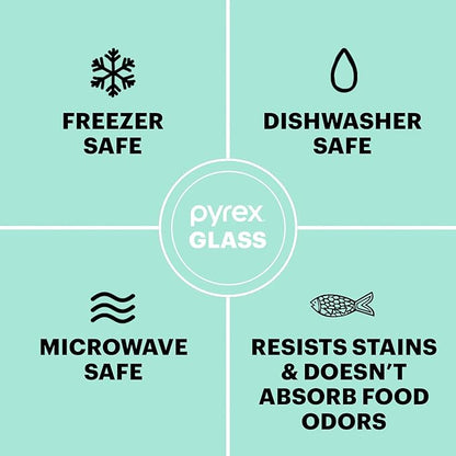 Pyrex Freshlock (10-Pack) Mixed Sized Airtight Glass Food Storage Container Set, Non Toxic, with Plastic BPA-Free Leakproof Locking Lids