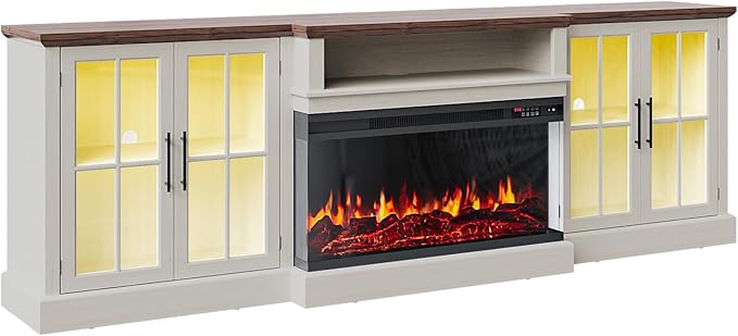 98" Farmhouse TV Stand with 36" Fireplace