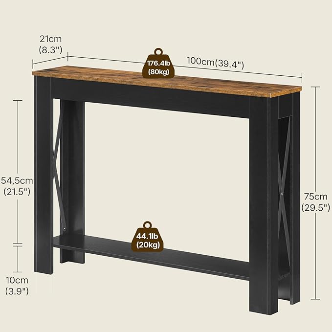 YATINEY Farmhouse Console Table, 39.4'' Small Narrow Entryway Table, Wood Couch