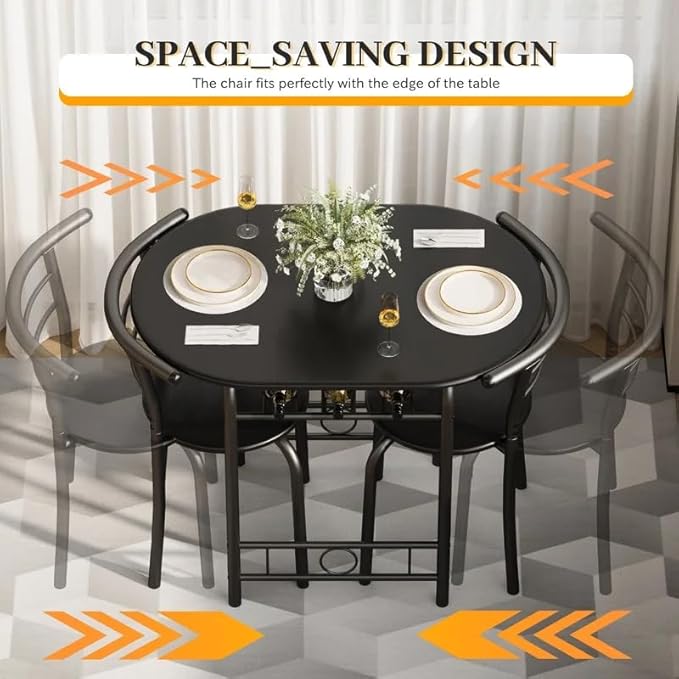 Shahoo 3-Piece Wooden Dining Table Set, Kitchen Breakfast Nook Sets