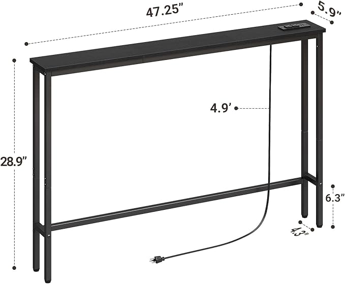 ELYKEN 47.2" Narrow Console Sofa Table