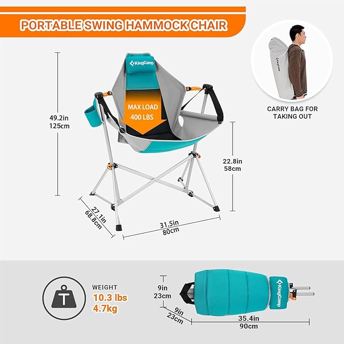 KingCamp Hammock Camping Chair, Swinging Portable Camp Chairs