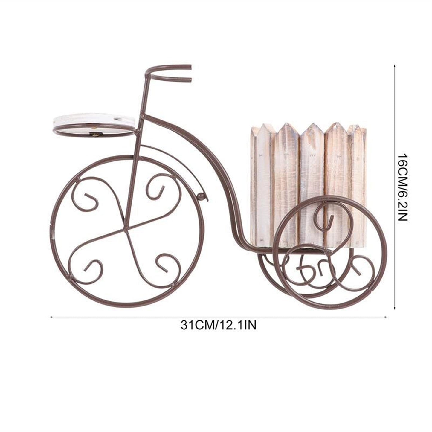 LUUYYI Plant Stand Plant Stand Wrought Iron Bike Plant Stand Rustic Style Bicycle Flower Pot Cart Holder Flower Basket Home Garden Desktop Decoration Flower Stands, A