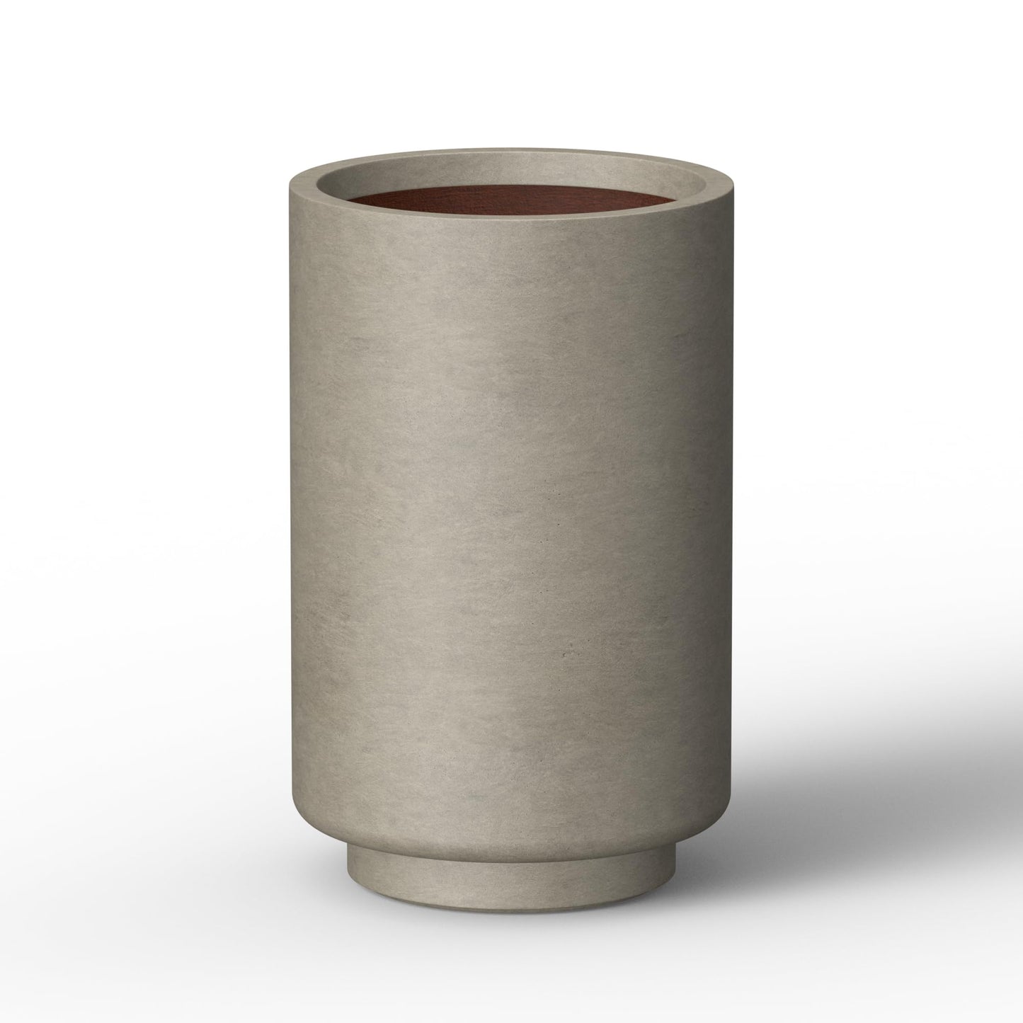 Kante 15.7 Inch Tall Concrete Planter, Round Pedestal Design Garden Pot for Indoor Outdoor Plants, Modern Garden Pot with Drainage Hole, Weathered Concrete Finish with Painted Interior