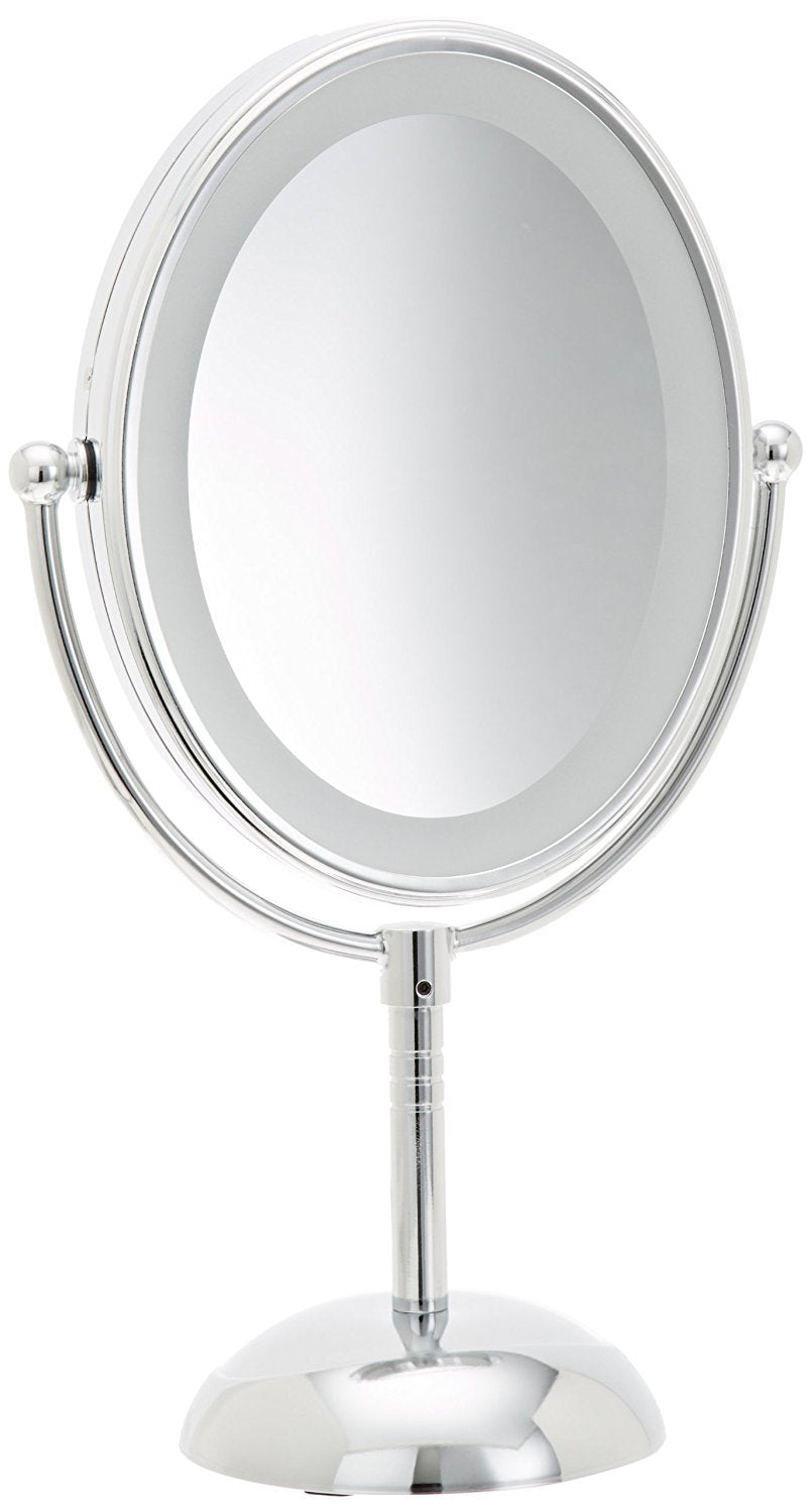 Conair Lighted Makeup Mirror, LED Vanity Mirror, 1X/7X Magnifying Mirror, Double Sided, Corded in Polished Chrome