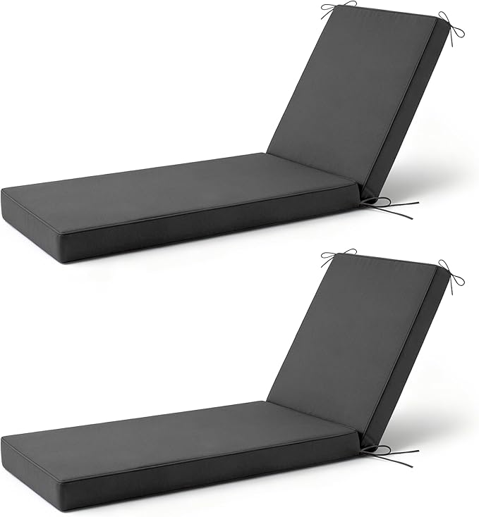 2 Pcs Chaise Lounge Cushions Outdoor Set of 2, Outdoor Chaise Cushion