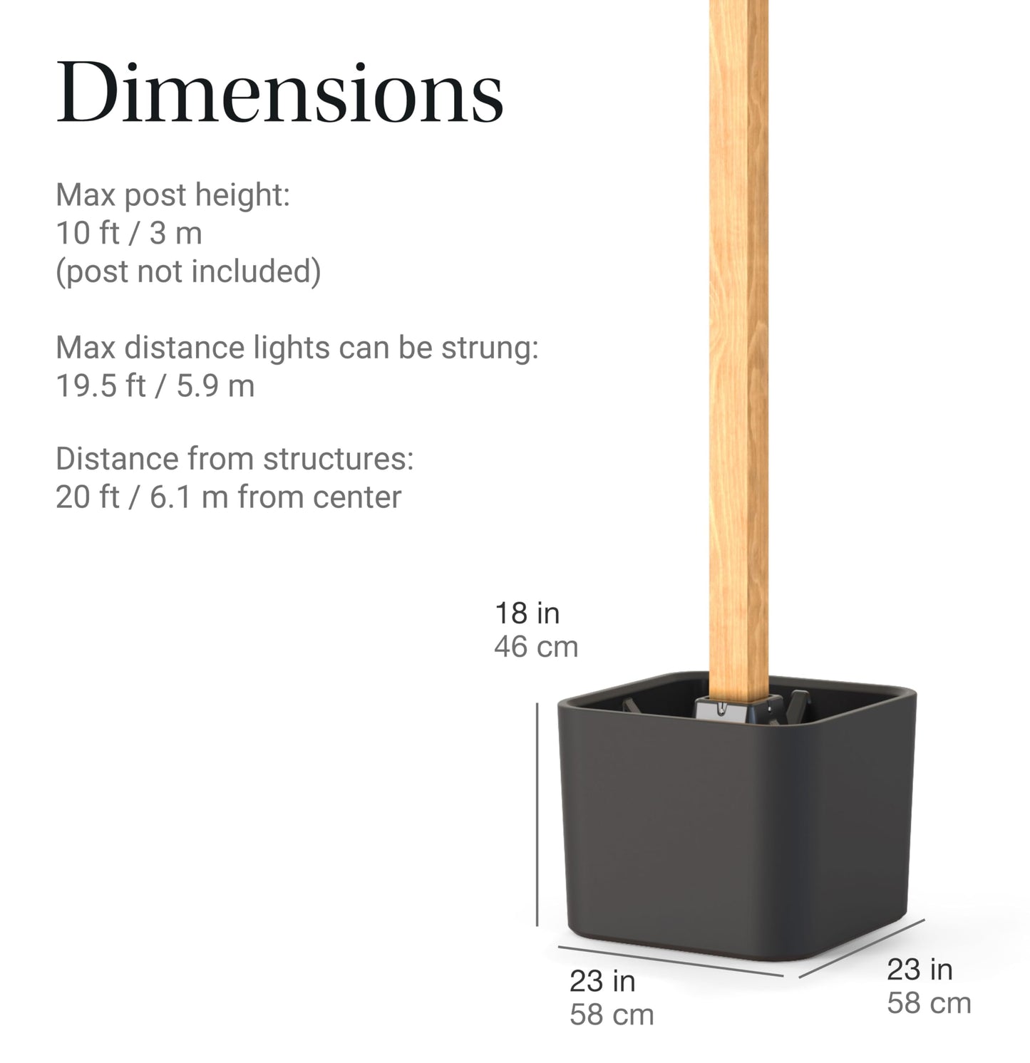 Step2 Firefly String Light Pole Stand with Planter, 2pk, Outdoor Hanging Lights Solution, Black