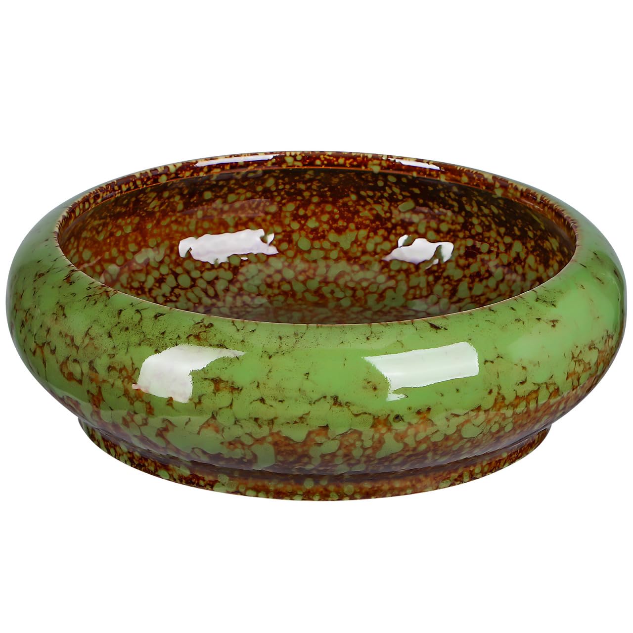 Happyyami Succulent Planter Pot 7.08In Round Shallow Bonsai Bowl with Drainage Hole for Desktop Cactus and Small Plants Decorative Container