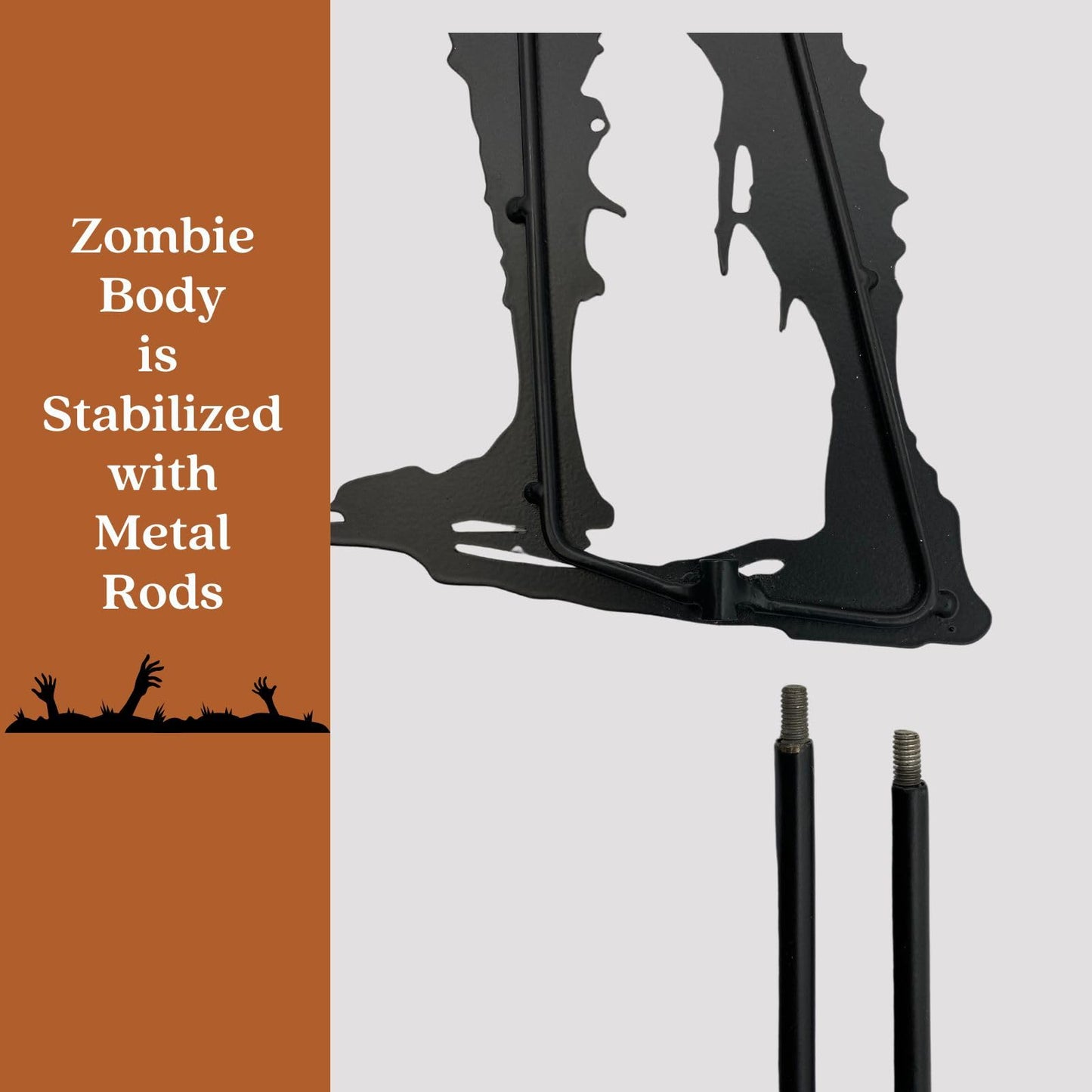 Clovers Garden 42" Tall Zombie Solid Metal Yard Stake (SET of 2) Halloween Outdoor Lawn Decoration Scene - Durable Weather Resistant Spooky Silhouette