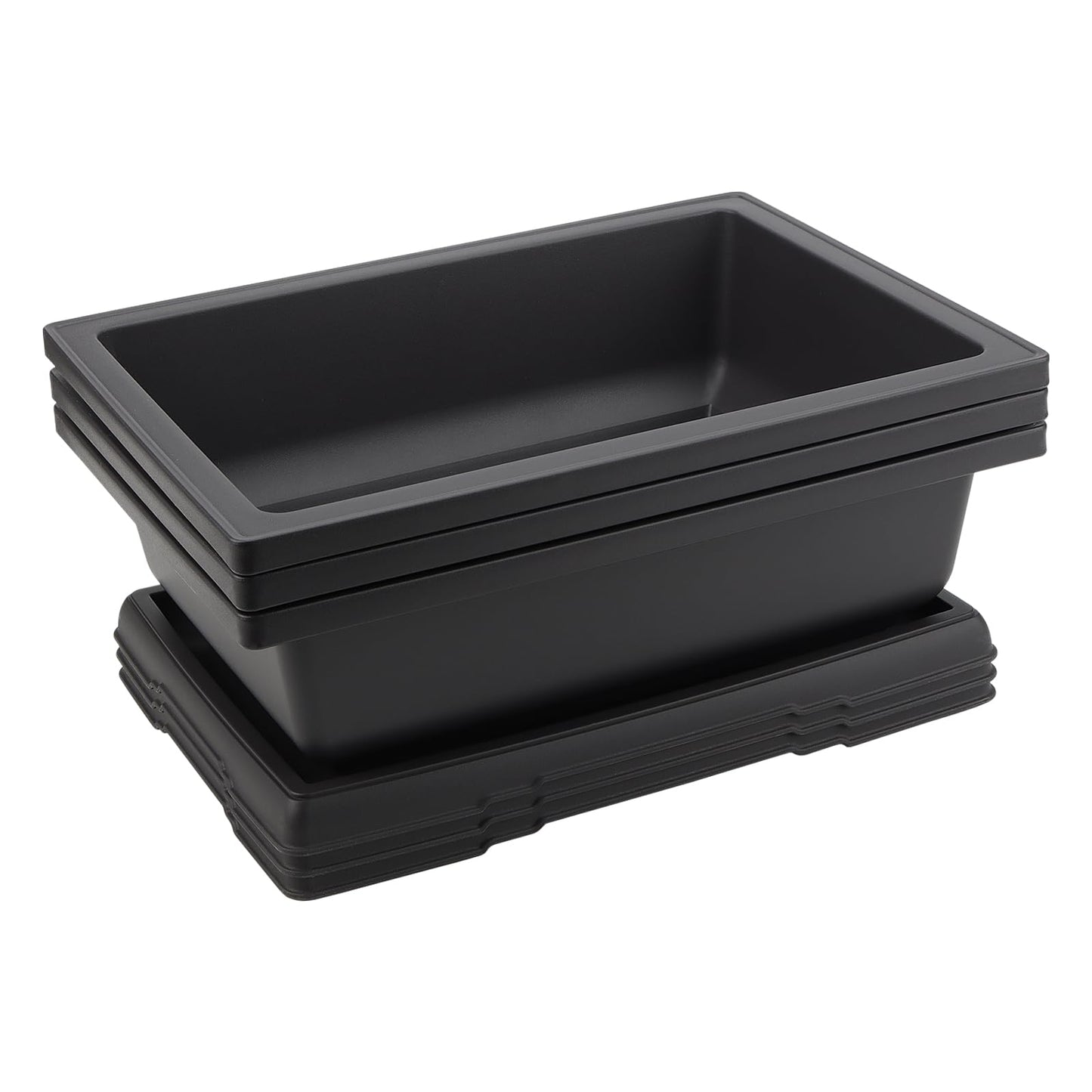 ZOENHOU 3 PCS 14x10 Inch Large Bonsai Training Pots, Rectangular Plastic Bonsai Training Pots with Deep Humidity Trays, Bonsai Plants Growing Pot for Garden, Yard, Office, Living Room, Balcony