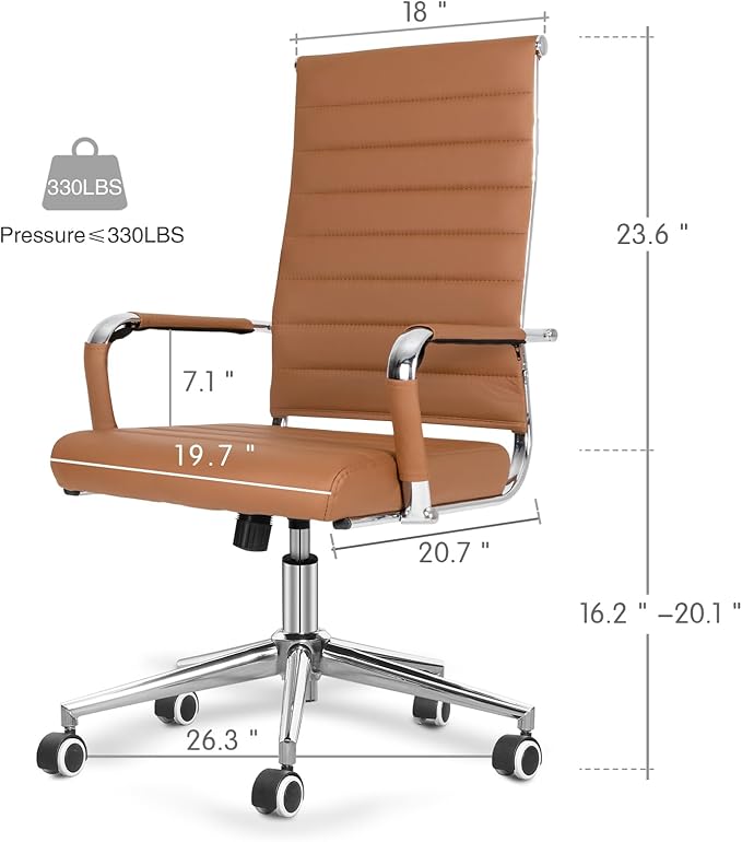 Home Office Chair Ribbed, Modern Leather Conference Waiting Room Chairs