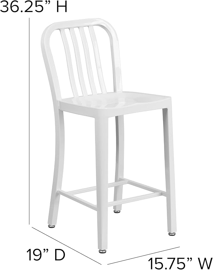 Flash Furniture Commercial Grade 24" High White Metal Indoor-Outdoor Counter