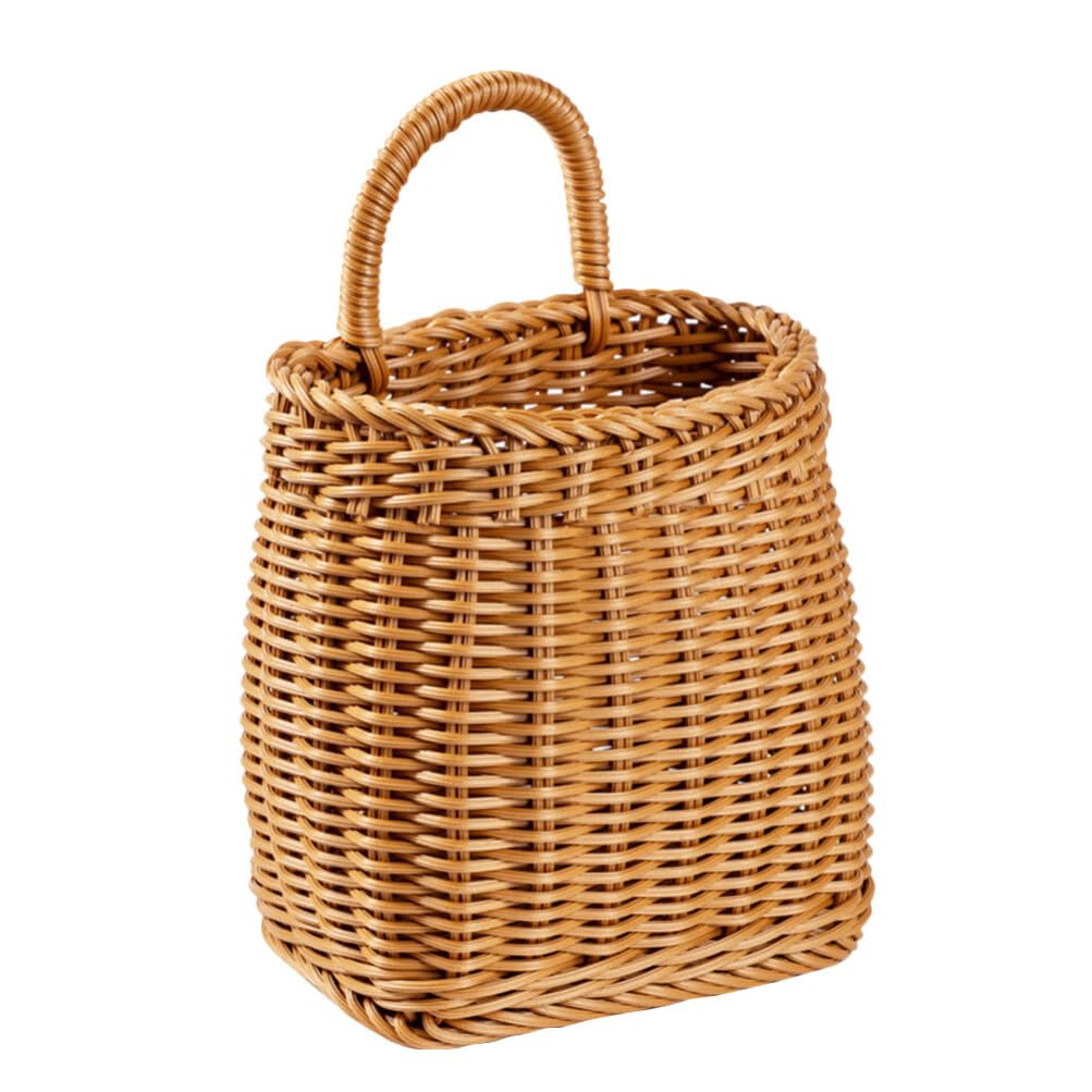 Woven Seagrass Storage Basket - Wall Mounted Planters with Rattan Flower Pot - Hanging Wicker Basket