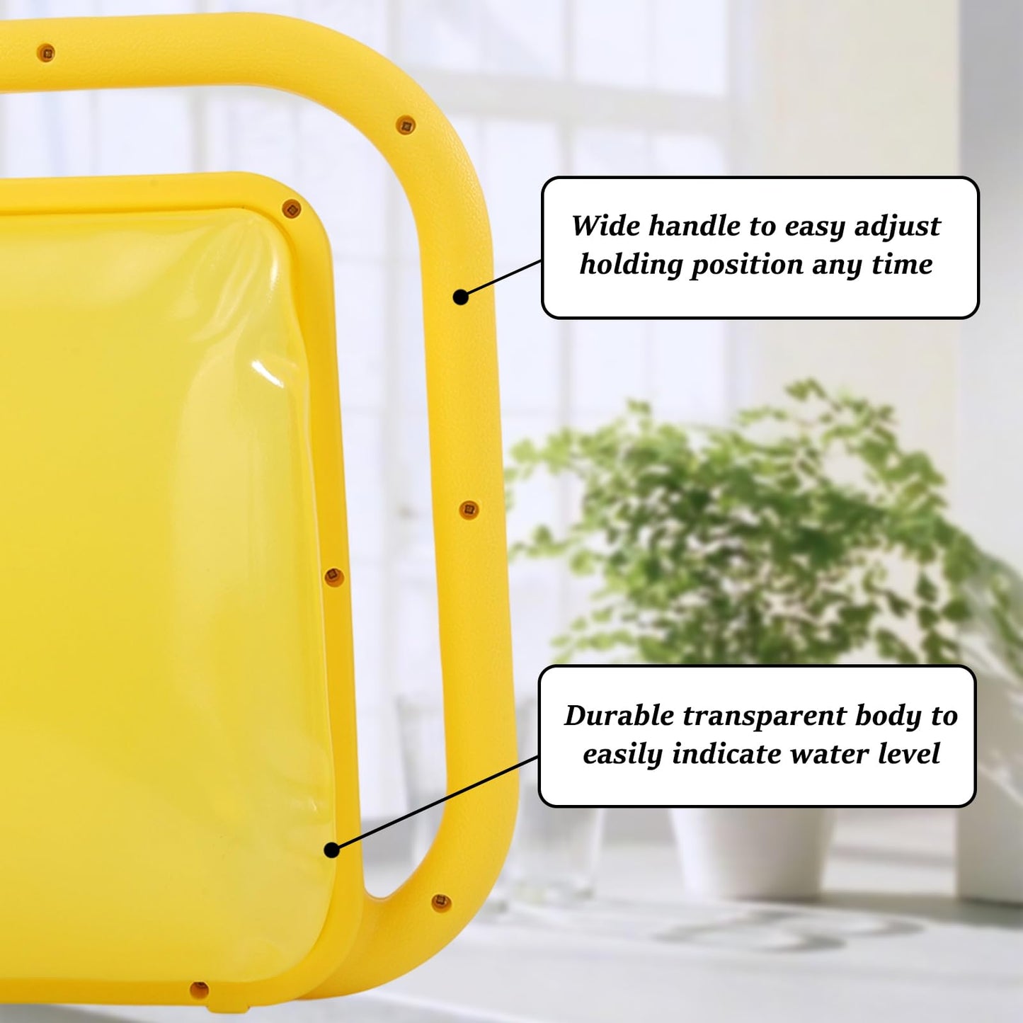 YOPIWI Watering Can 1.6Gal Transparent Plastic with Comfort Grip Handle for Indoor & Outdoor Plants (Yellow)