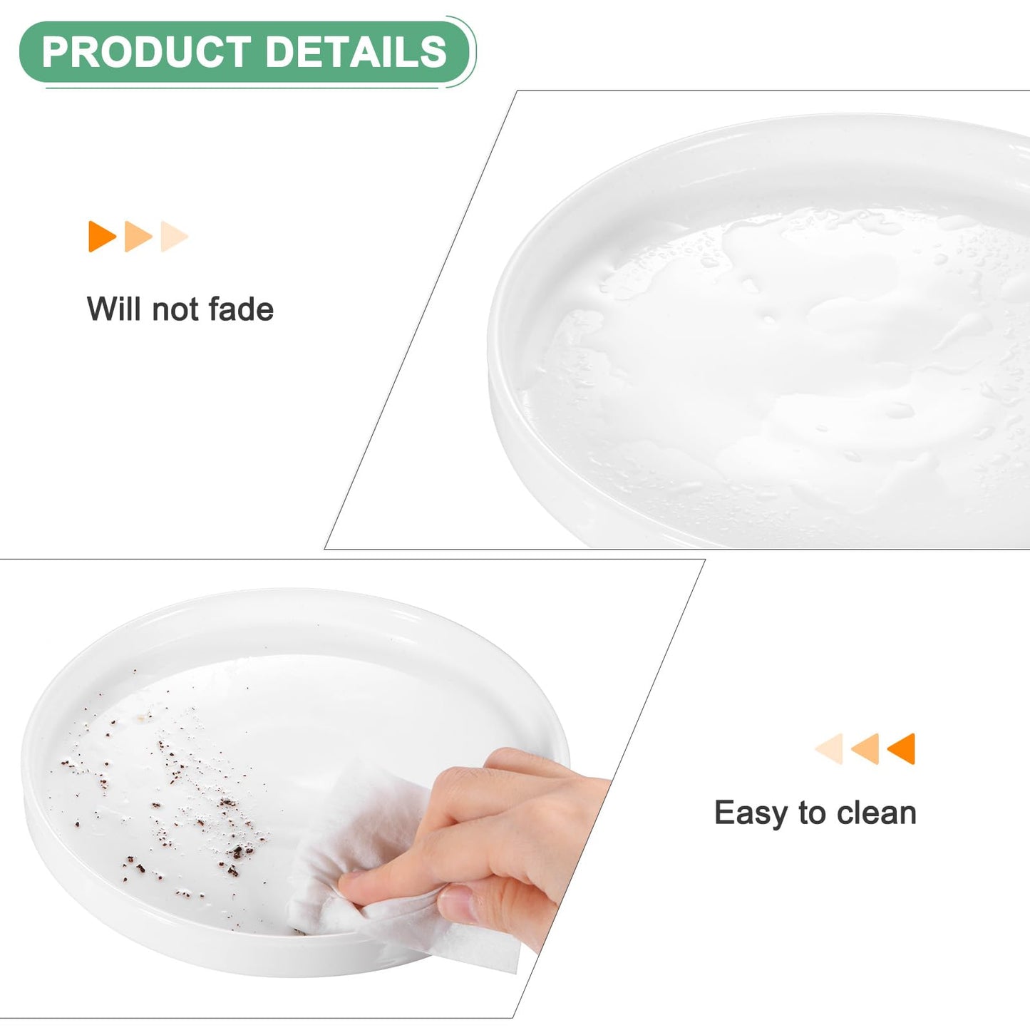 M METERXITY 2-Pack Ceramic Plant Saucer, 5.4 Inch OD Round Plant Saucers Flower Pot Saucers for Indoors/Outdoors Plant Pot, Ceramic Drain Tray [White]