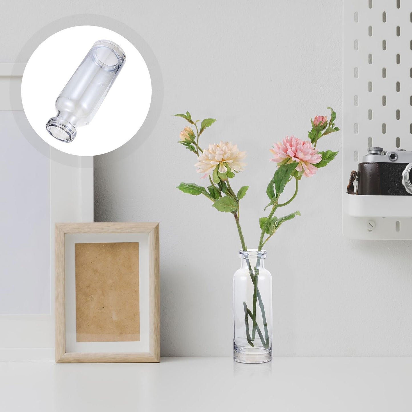 KALLORY Hydroponic Glass Desktop Vase for Plants Smooth Glass Planter Suitable for Office Home Table Decoration Modern Minimalist Terrarium in Ocean Blue