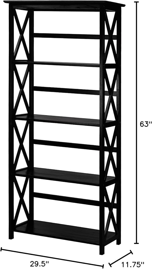 Montego 5-Shelf Bookcase-Black
