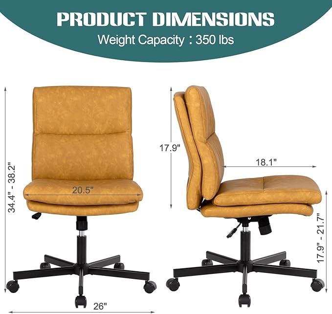 LUCKWIND Armless Office Desk Chair