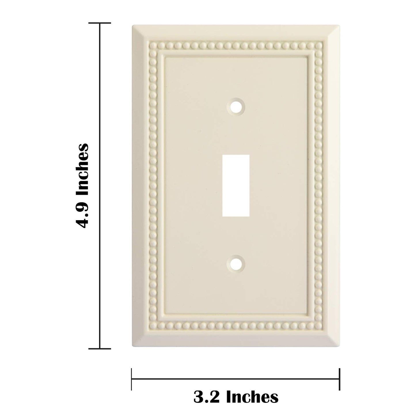 Henne Bery Sunken Pearls Heavy Duty Decorative Wall Plate Switch Plate Outlet Cover, Durable Solid Zinc Alloy (Single Toggle 2PK, Light Almond)