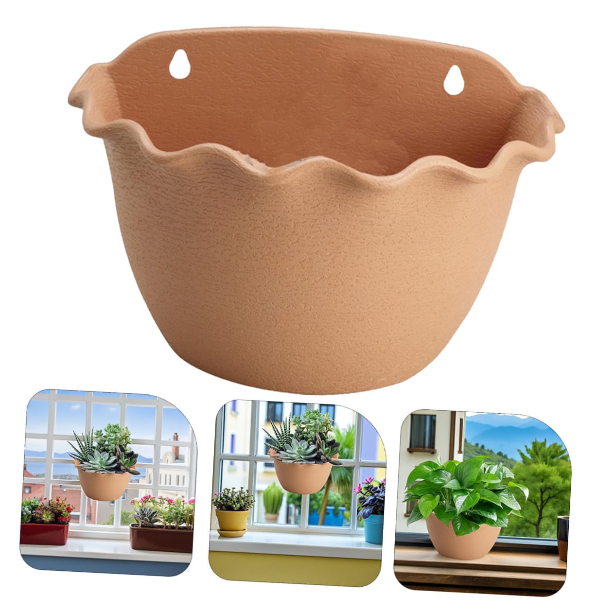 DOITOOL Plastic Hangers Hanging Planters Hanging Planters Wall Planter Flower Plant Pot Railing Planter Basket Half Round Flowerpot for Fence Balcony Gardens S Light Indoor Plants