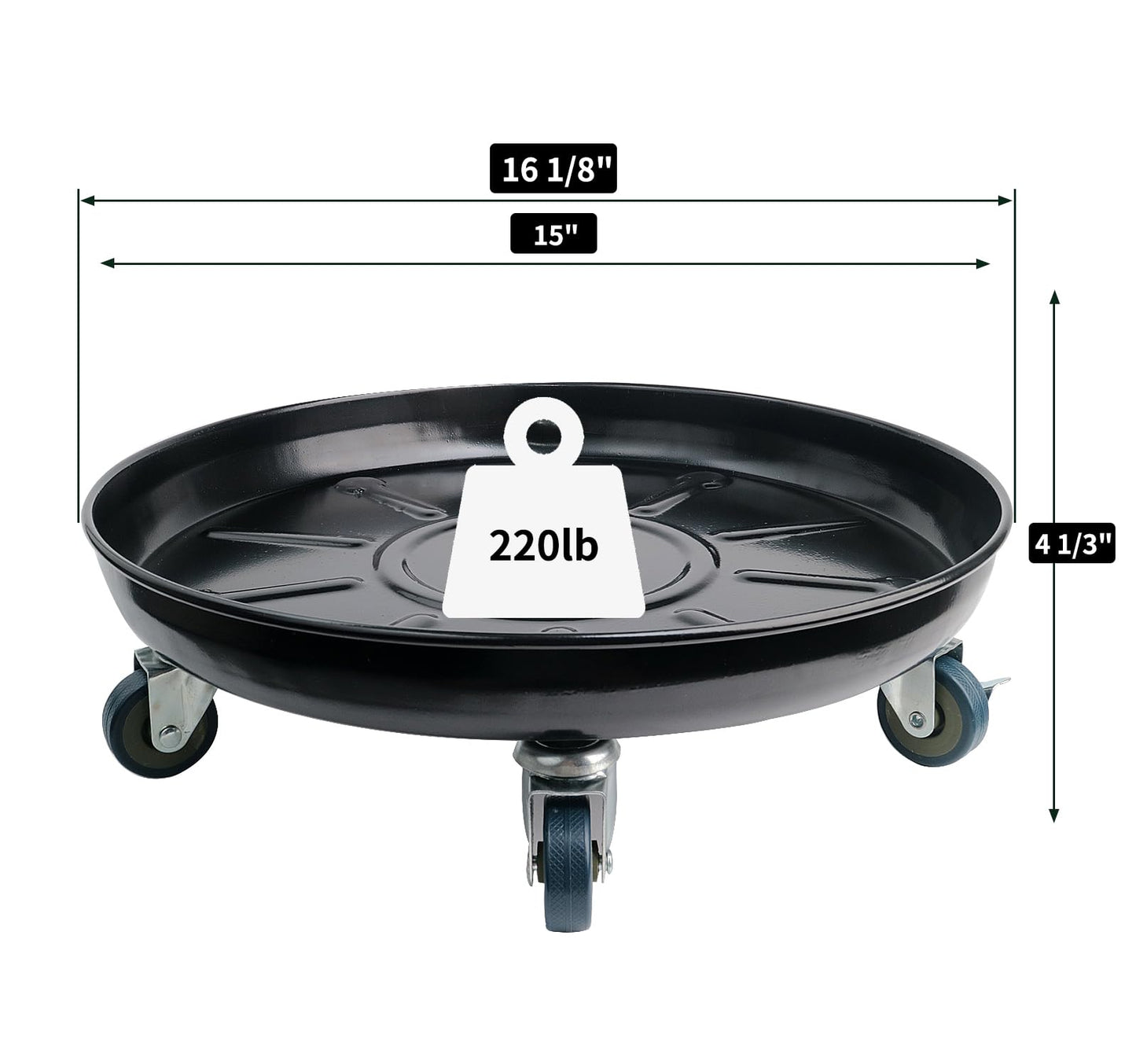 Tadpolebaby Heavy-Duty Plant Caddy with Wheels 16 Inch, 360° Lockable Caster,Outdoor Rolling Plant Dolly That is Not Easily Rusted, Indoor Metal Plant Cart with Rollers, Plant Pot Trolley, Black 3Pack