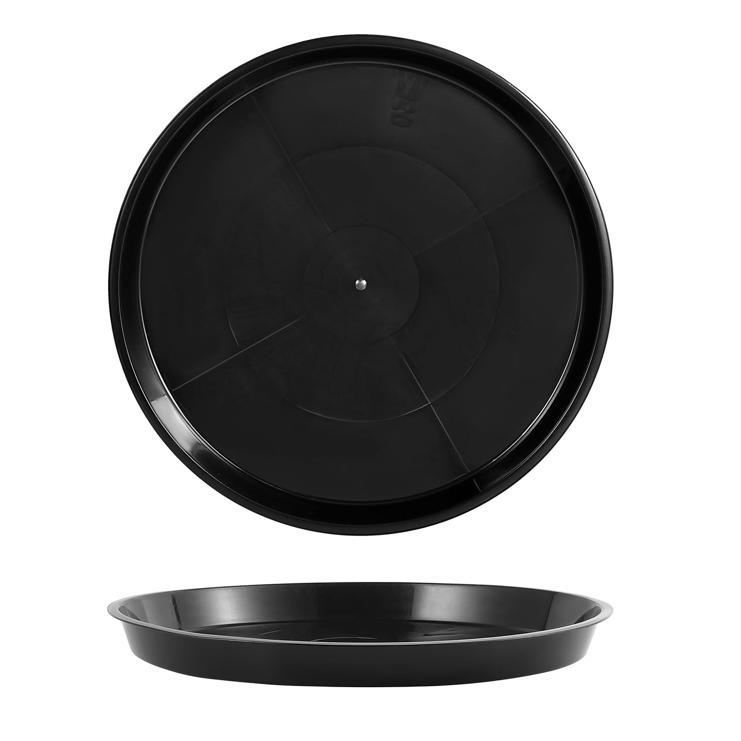 Kichwit 4 Pack 13.5 Inch (12 Inch Base) Plant Saucer, Round Plastic Plant Trays for Indoor & Outdoor, Black